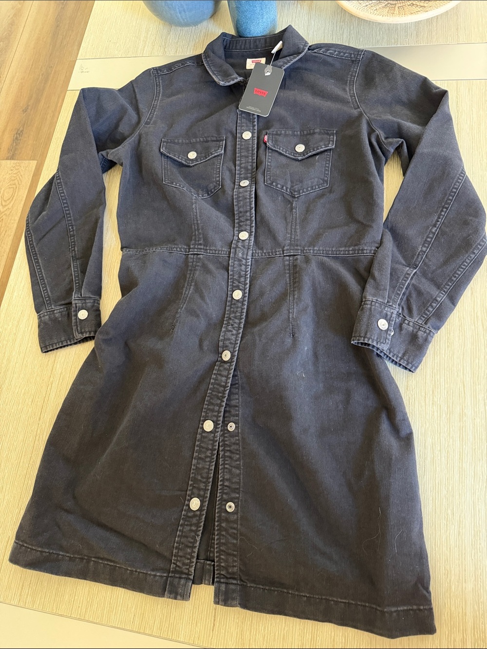 NWT Levi's Black Denim Button-Front Shirt Dress